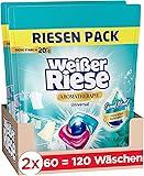 Weißer Riese Universal Trio-Caps Aromatherapie Lotus (120 Waschladungen), Waschmittel mit Good Mood-Duft für unwiderstehlich duftende & strahlend saubere Wäsche, 100% recycelbar Fresh