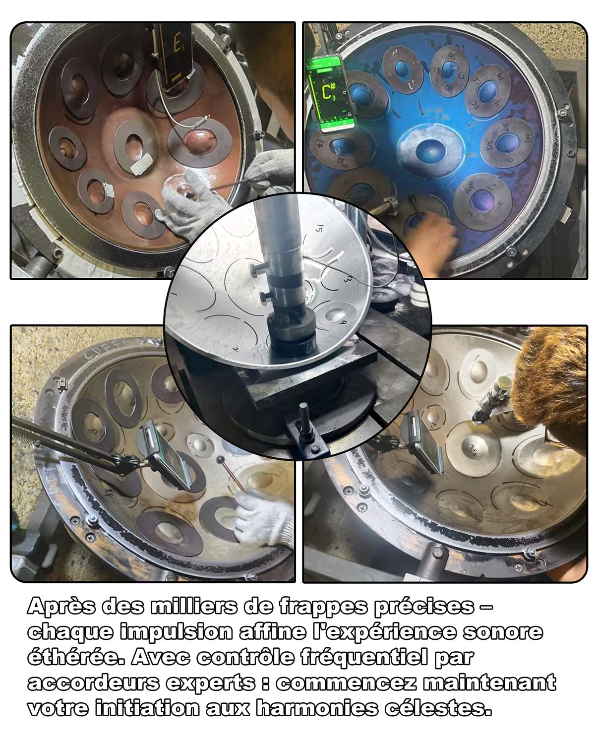 440 Hz Handpan 12 Notes 22 Pouces, Hand pan Instrument Steel Drum Music D mineur - Handpan Conçu pour Joueurs Expérimentés