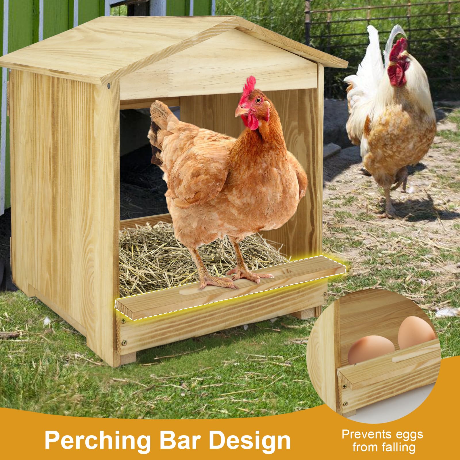 Caja nido para pollos, 3 compartimentos, montaje en pared, de madera, para gallinero, fácil de montar y versátil para gallinas, patos, pollos