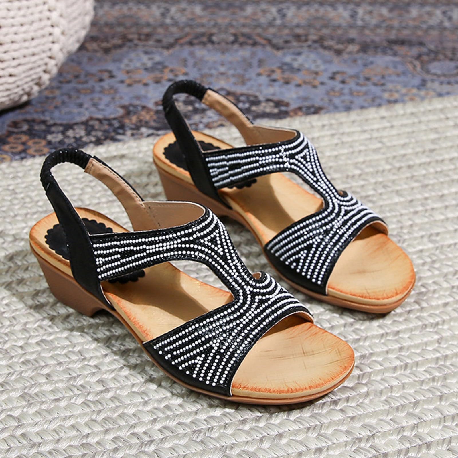 Generico Sandales Femme éTé Confortables LéGèRes AntidéRapantes Semelle Souple Respirantes Chaussures Femme éTé Mode Mules OrthopéDiques Pieds Larges Ville Vacances