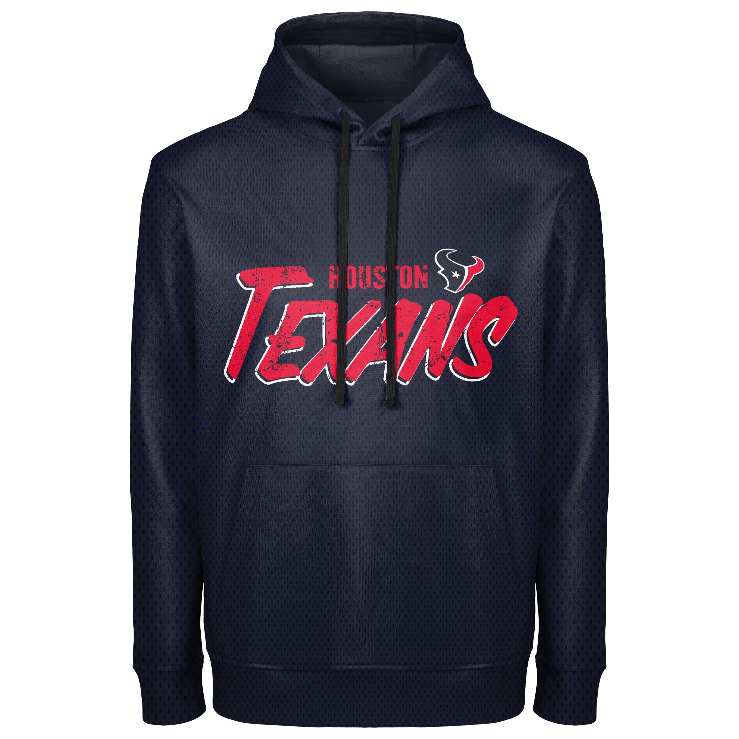 Foco Men's Houston Texans Nfl Officially Licensed Team Wordmark Distressed Performance Sideline Pullover Sweatshirt Hoodie, XX-L