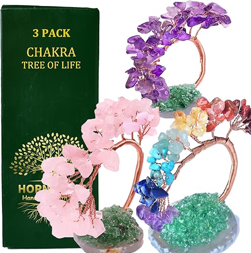 HORNYPOOT Árbol de la vida de 7 chakras de 5 pulgadas, árbol de cristal curativo natural de Reiki y piedras curativas, árbol de chakras de cuentas