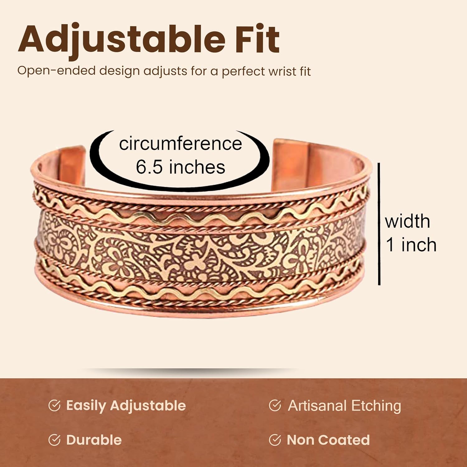 Touchstone copper bracelets | gift for men women |adjustable 100% pure solid real engraved wide cuff jewelry | handmade tibetan bangle bracelet | Beautiful embossed celtic design. - Image 5