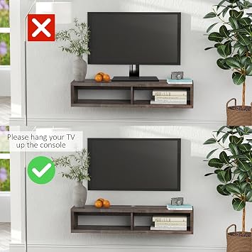 HOMCOM Wall Mounted TV Stand, Floating Shelf Under TV, Dark Grey