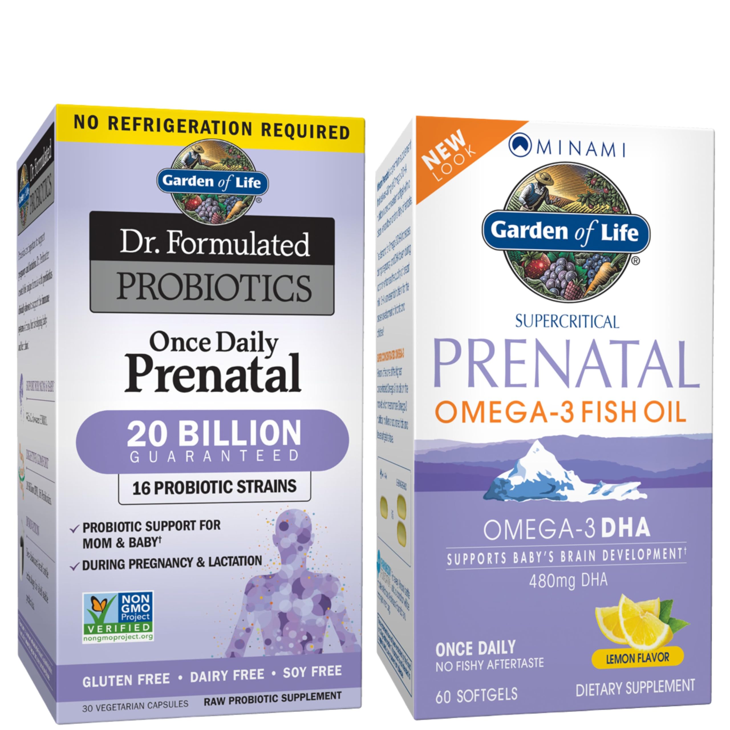 Garden of Life Prenatal Support Bundle – Minami Prenatal DHA Omega 3 Fish Oil (60 Soft gels) + Dr. Formulated Once Daily Prenatal Probiotics for Mom &amp; Baby (30 Vegetarian Capsules), Gluten Free