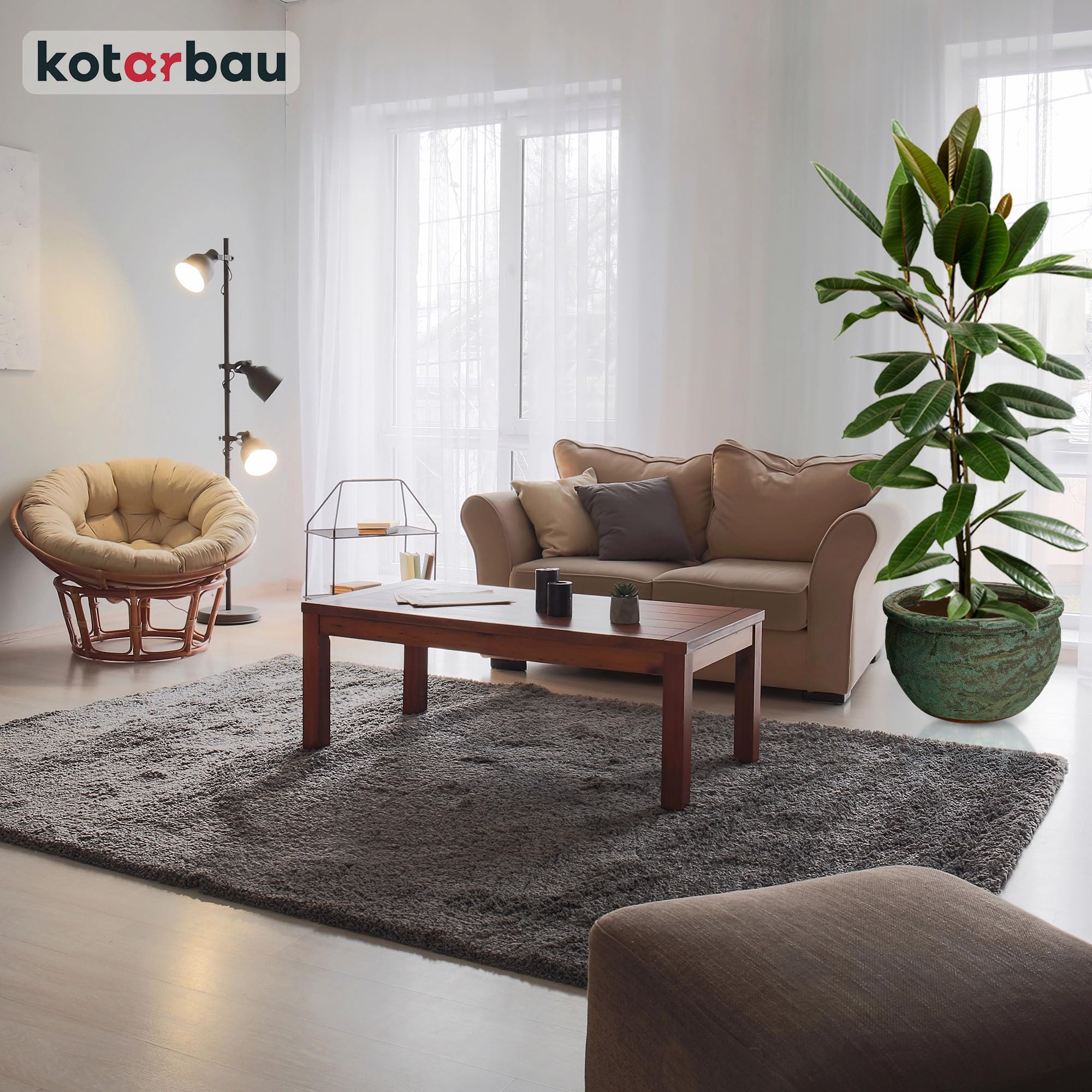 KOTARBAU Vaso da fiori in ceramica, grande, altezza 32 cm, diametro 50 cm, per esterni, grande e resistente al gelo, per esterni e interni, vaso per orchidee in ceramica