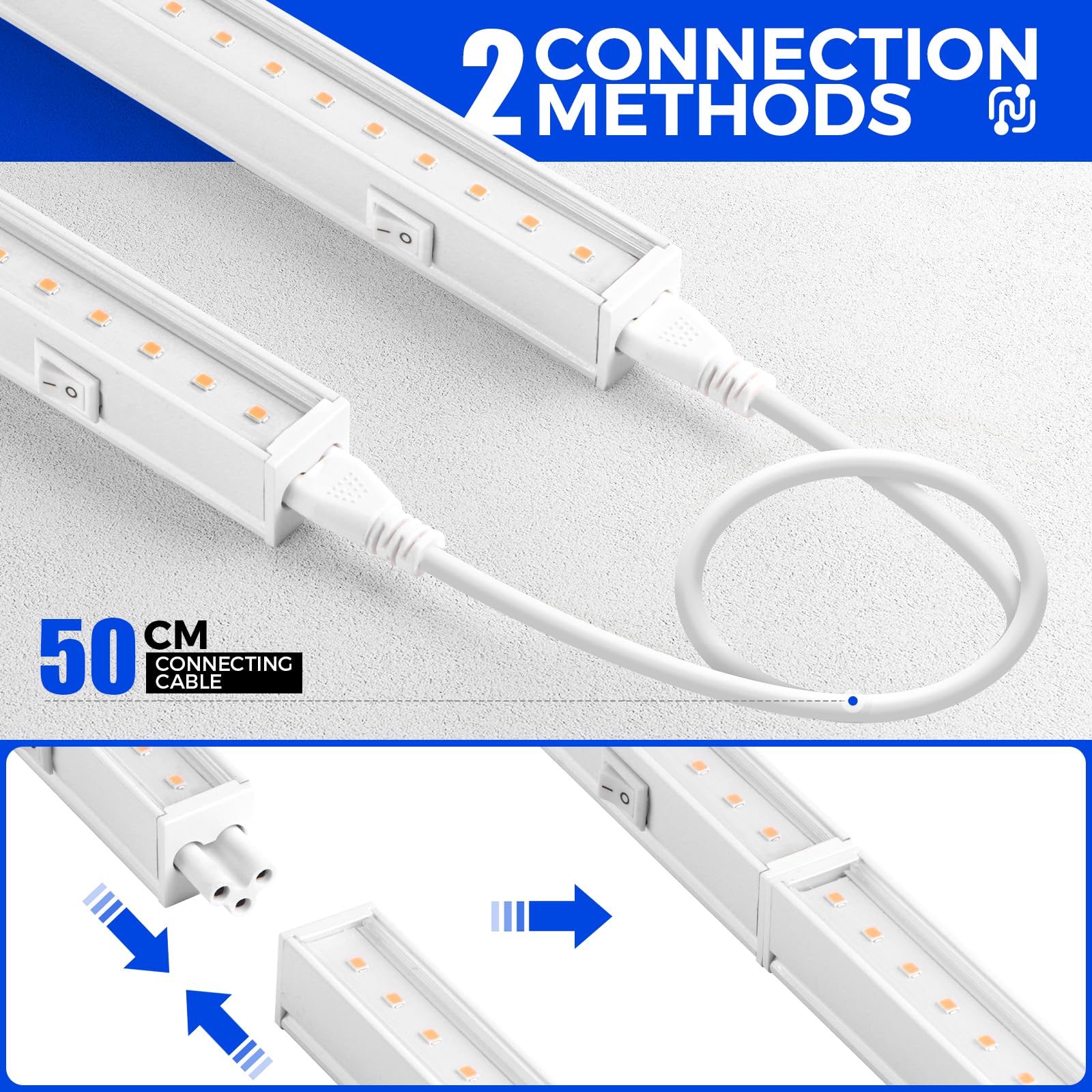 Barrina Lampada per Crescita T5, 59 cm, luce solare gialla a spettro completo, 40 W (4 x 10 W), lampade LED per piante 2FT con interruttore on/off, collegabili, serra, plug and play, 4 pezzi