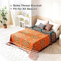Vista 3 de Boho Throw Blanket for Bed 100% Cotton Soft Lightweight Quilt Floral Embroidery Home Decor Breathable Bed Blankets,60"x80" Twin All Season