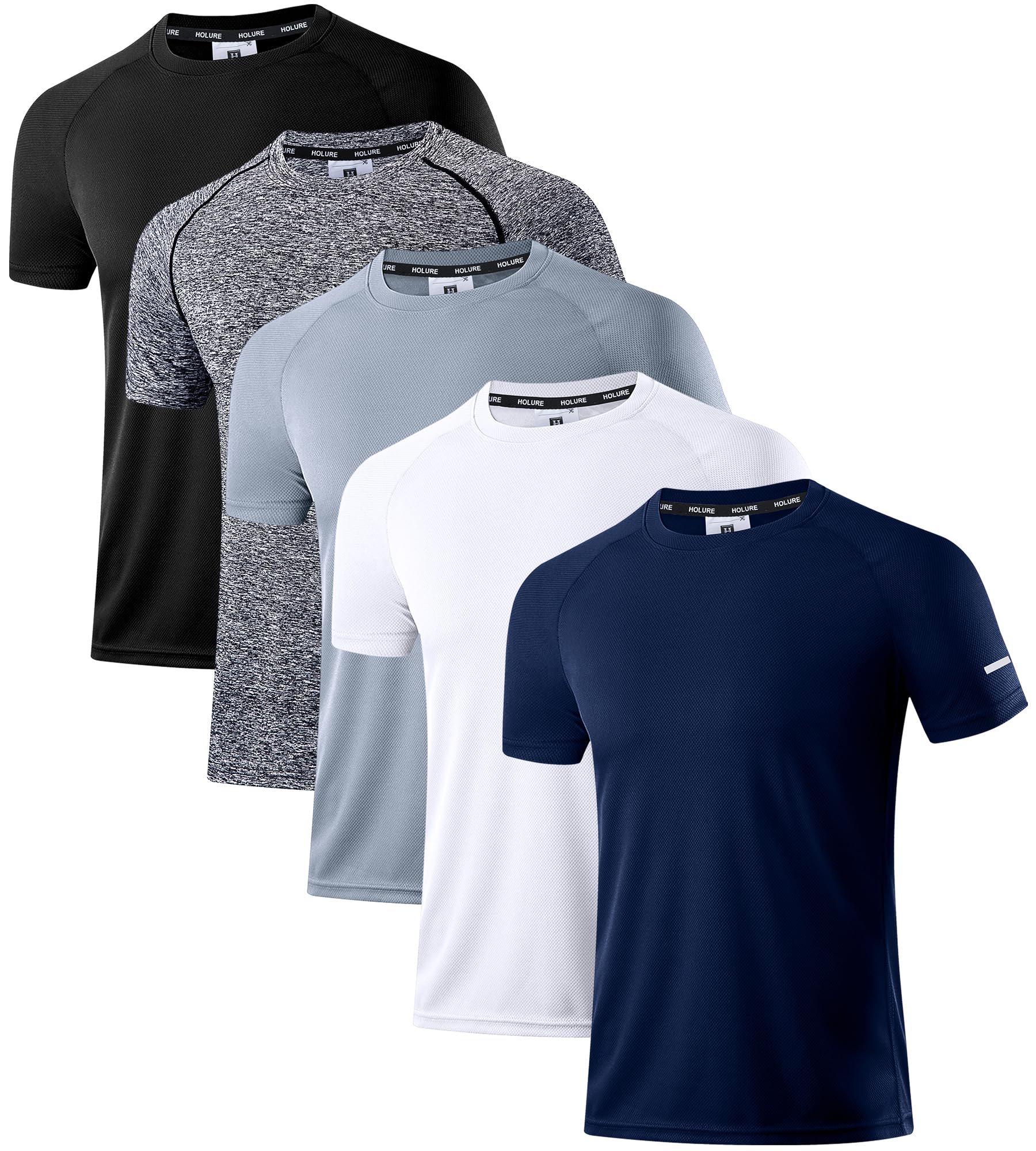 Herren Activewear T-Shirts 1/3/4/5/6er Pack | Slim Fit Sport Shirts | Atmungsaktiv, Schnelltrocknend & Leicht | mit Reflektierenden Details für Fitness, Laufen & Training