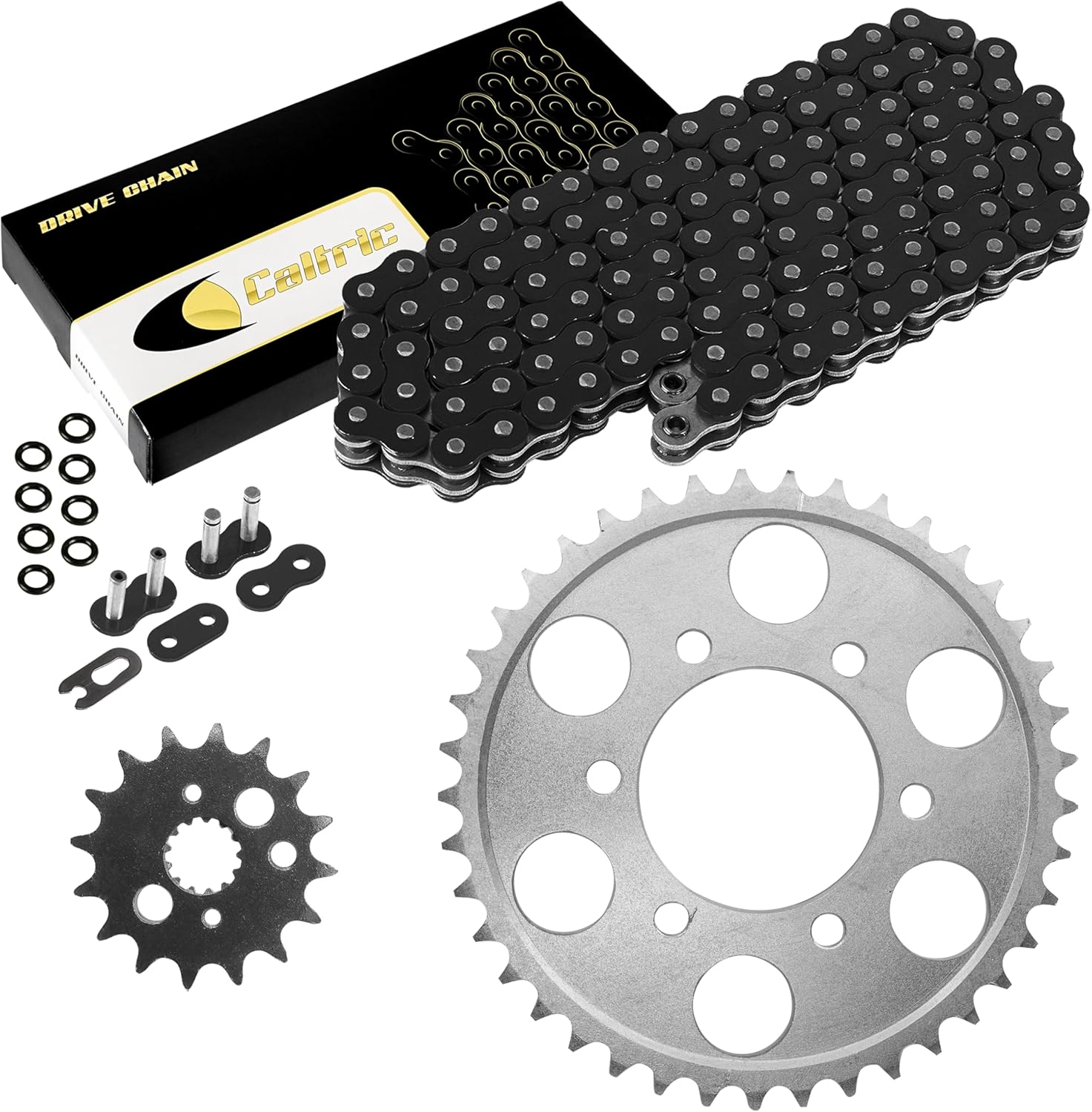Caltric Black O-Ring Drive Chain & Sprockets Kit Compatible with Kawasaki Zx900 Zx-900 Ninja Zx9R 1998-2001