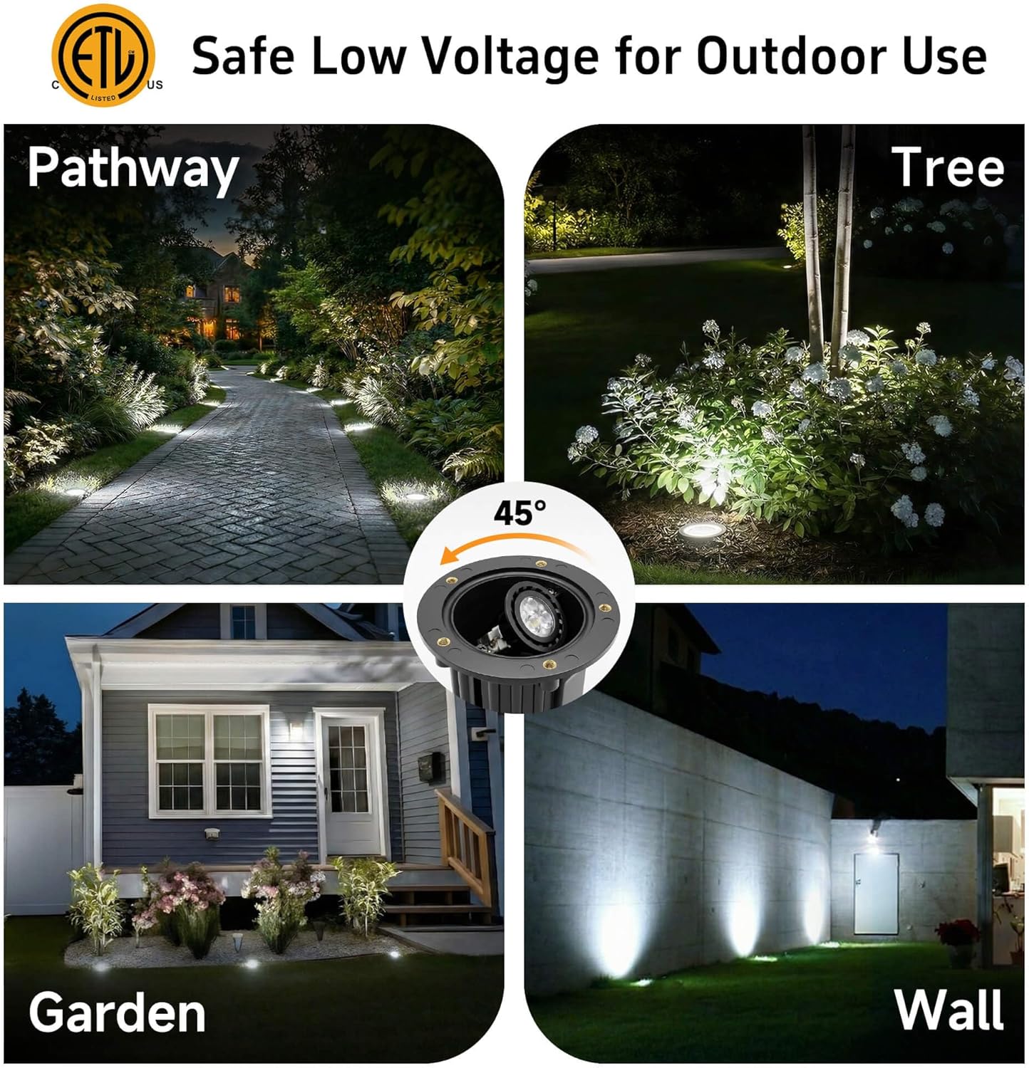 Gardenreet Landscape Low Voltage Well Light - Brass Electric in-Grade Lighting, 12V Wired Replaceable Bulb LED Fixture, Antique Bronze for Pathway Wall Yard with 5000K Daylight White MR16 Bulb