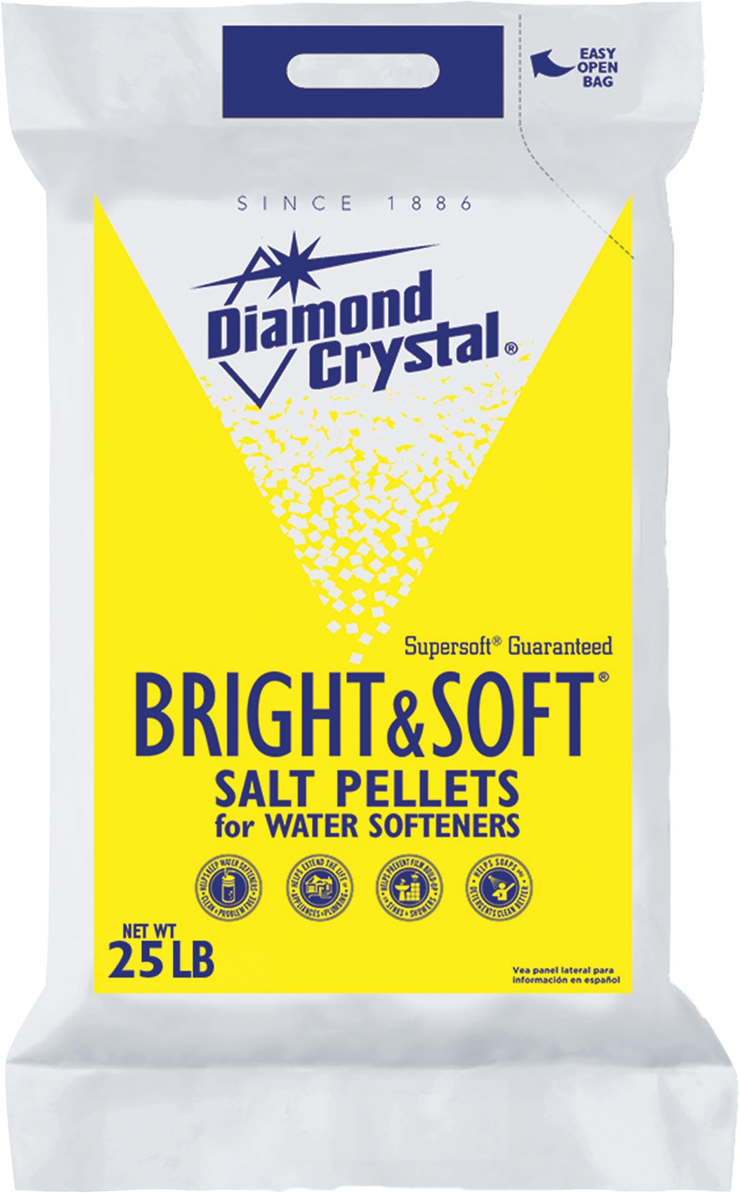Diamond Crystal Bright and Soft Water Softener Salt Pellets 25 Pound Bag