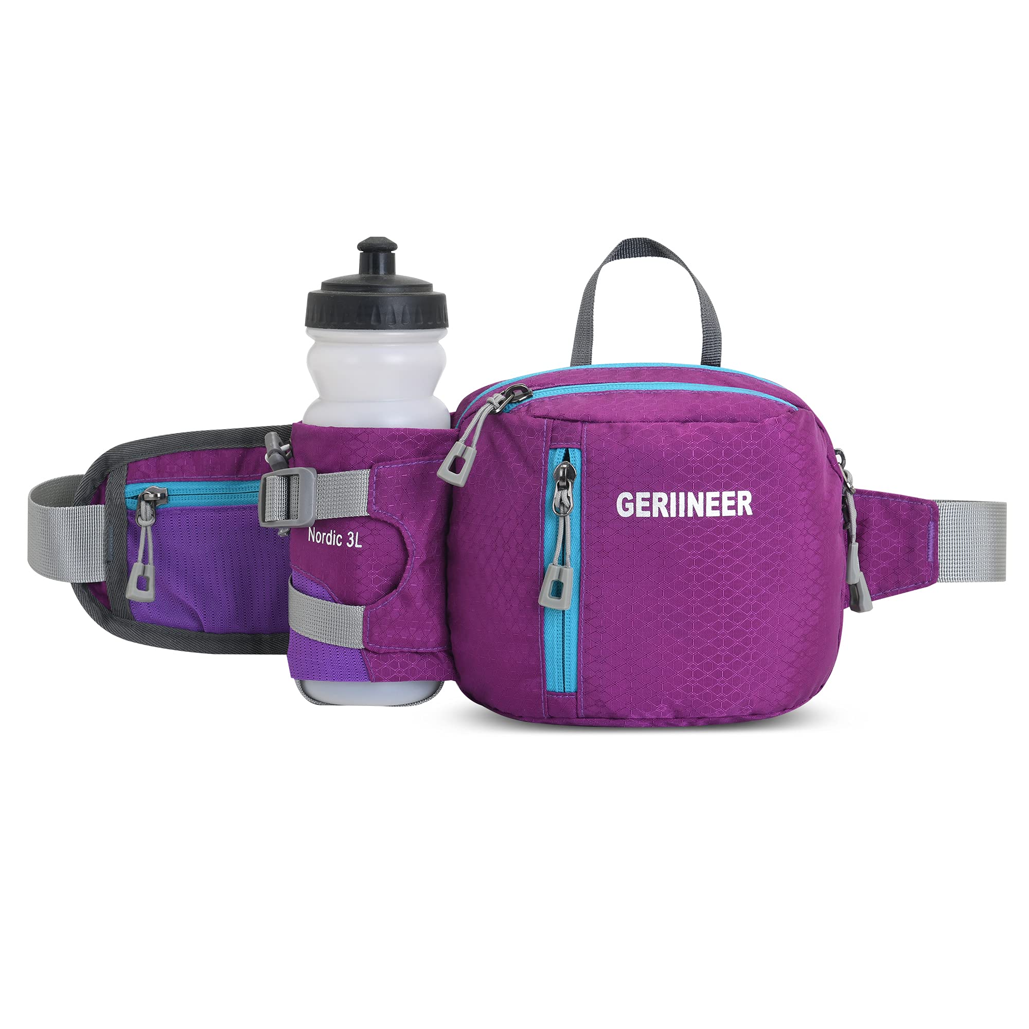 wasserdichte Bauchtasche Gürteltasche mit Flaschenhalter Damen und Herren, Bauchtasche Geeignet für Reise Sport Running und Alle Outdoor Aktivitäten, Hüfttasche Damen Herren Sport