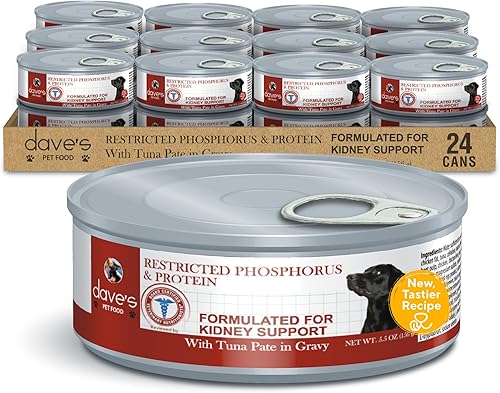 Miniatura 1 de Dave's Pet Food Soporte renal para perros con soporte renal (paté de atún), alimento húmedo para perros renales, bajo en fósforo sin receta,