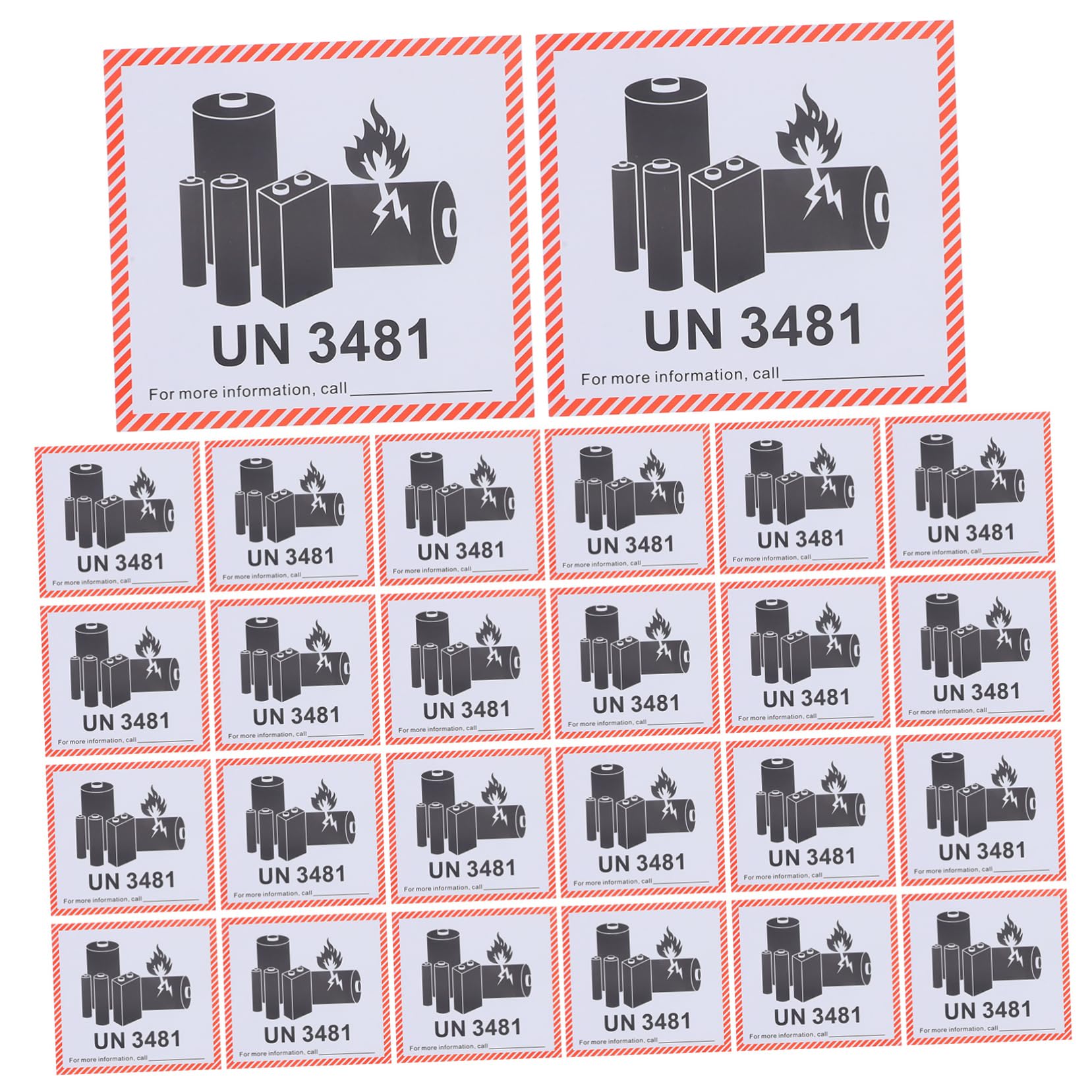 Cabilock Long-Lasting Battery Caution Labels 100 Pack for Shipping Lithium Battery Warning Signs (un3481)