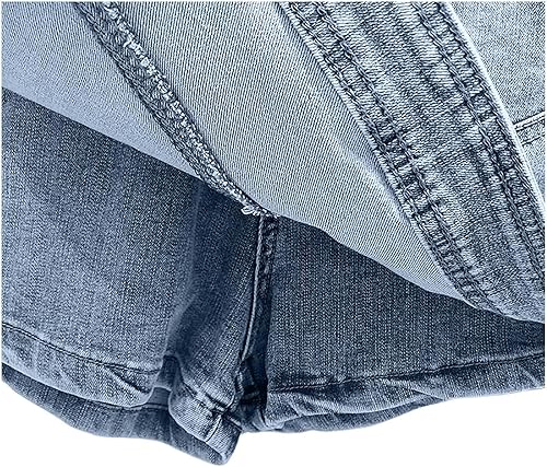 Miniatura 4 de XUNRYAN Pantalones cortos de mezclilla desgastados de cintura alta para mujer, minifaldas sexy 2 en 1, falda pantalón corto para playa y vacaciones