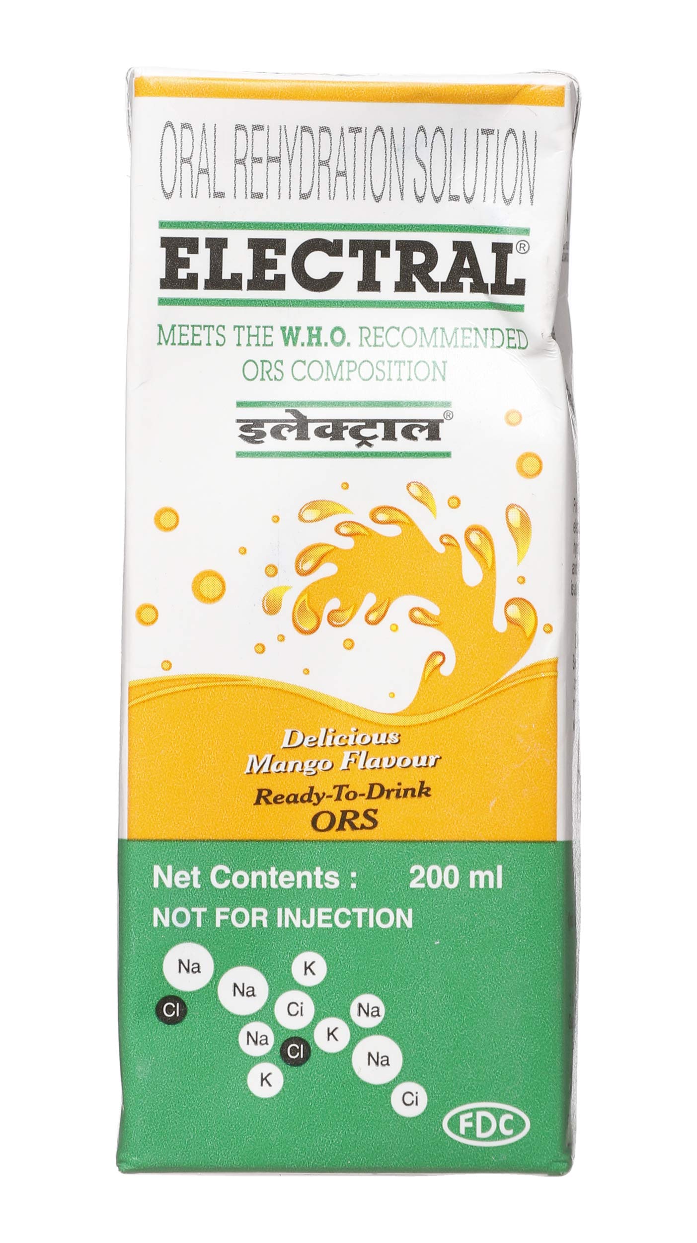 FDC Electral ORS (Mango) - 200 ml, Pack of 6 Tetra Pack