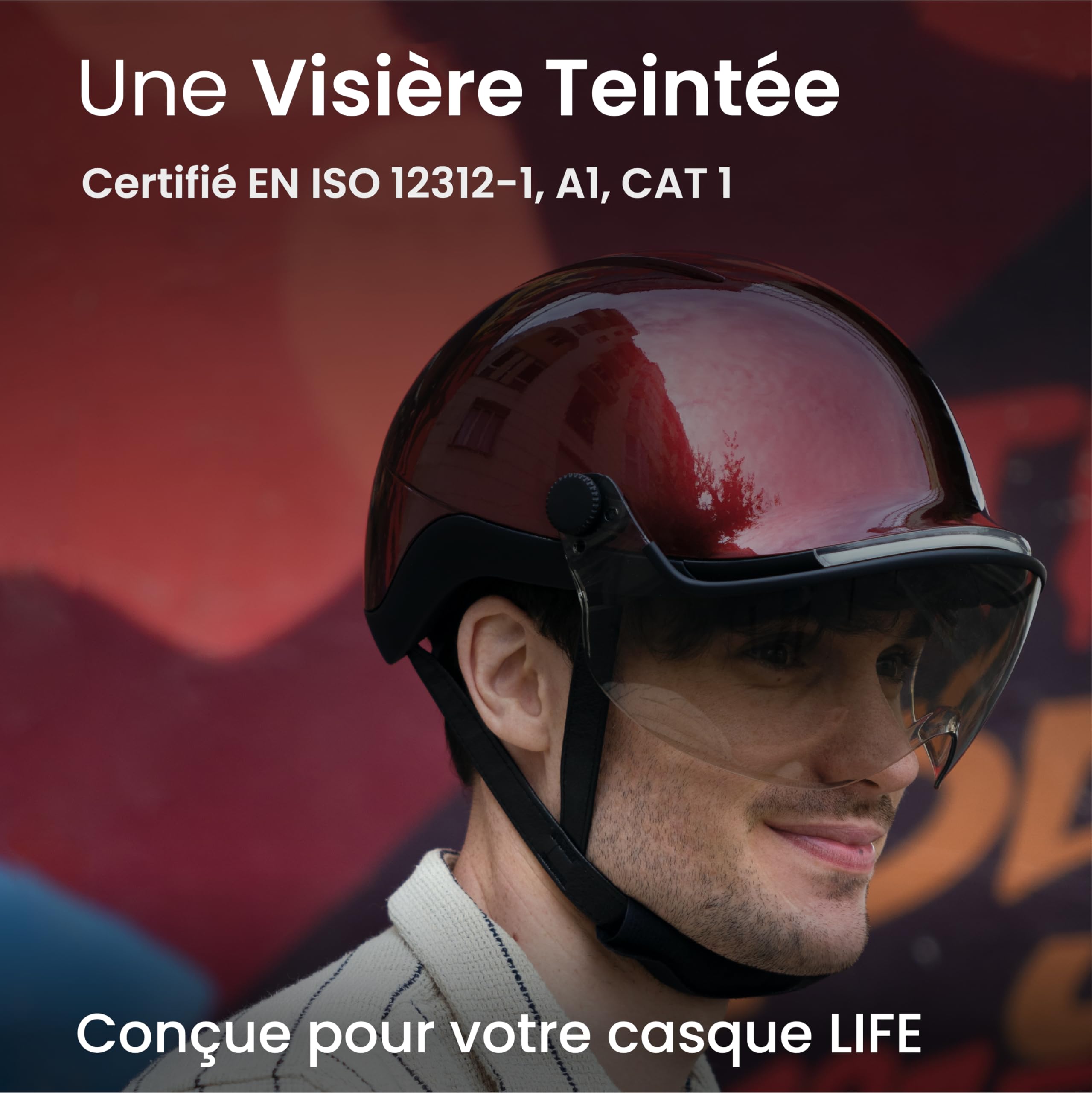 OVERADE - Visière | Écran Teintée pour Casque Life | Protection Contre la Pluie, Le Soleil et Le Vent | Compatible Lunettes de Vue | Fixation Rapide et Rotative | Innovation Française