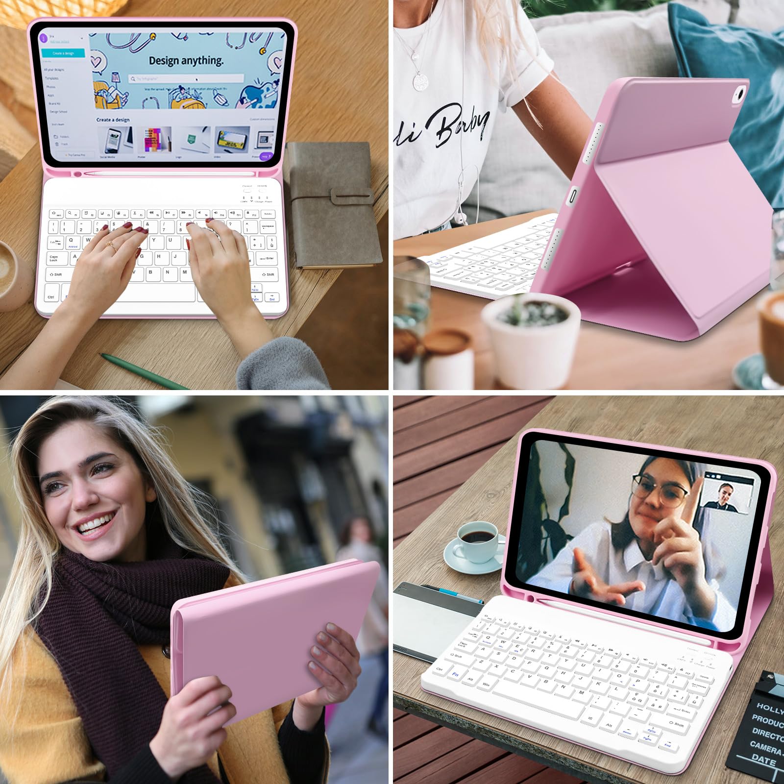 Tastiera ipad 10 Generazione 10.9" 2022/(A16) 11 Generazione 11" 2025 con Custodia, Italiano QWERTY Rimovibile Tastieras ipad 10/11, Slim Cover ipad 10 Generazione con tastiera,Rosa