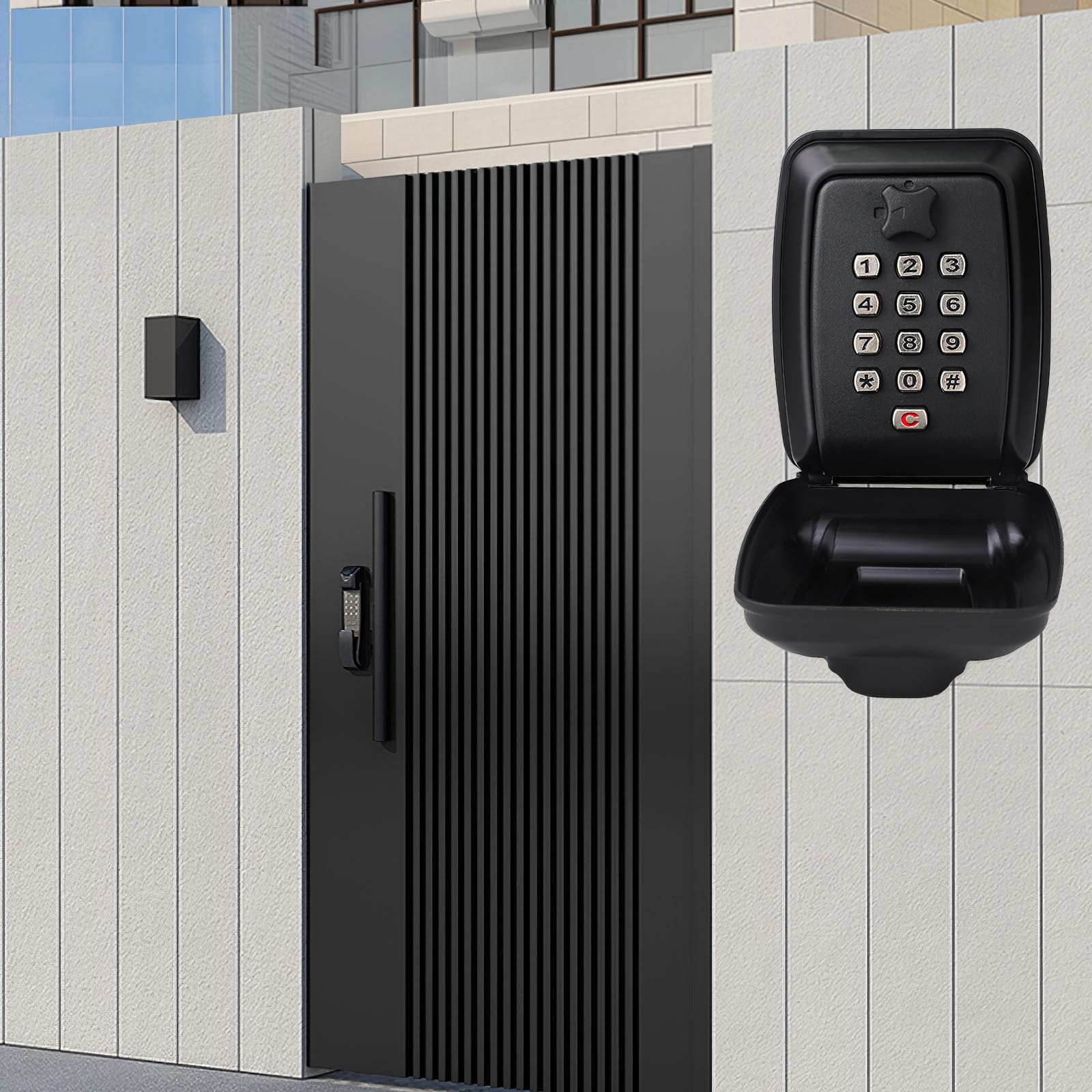 Coffre-fort à clés monté au mur, verrouillage à clé étanche avec coffre-fort à clé à code combiné à 12 chiffres réinitialisable