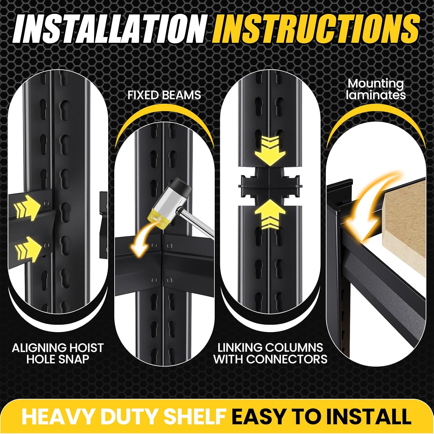 5-Tier Garage Shelving Heavy Duty, 2000LBS Garage Shelves, Adjustable Metal Shelving Unit, Garage Storage Shelves, Utility Storage Rack Shelf,Shelves for Garage Storage, Pantry, 72"H×36"W×16"D - Image 8