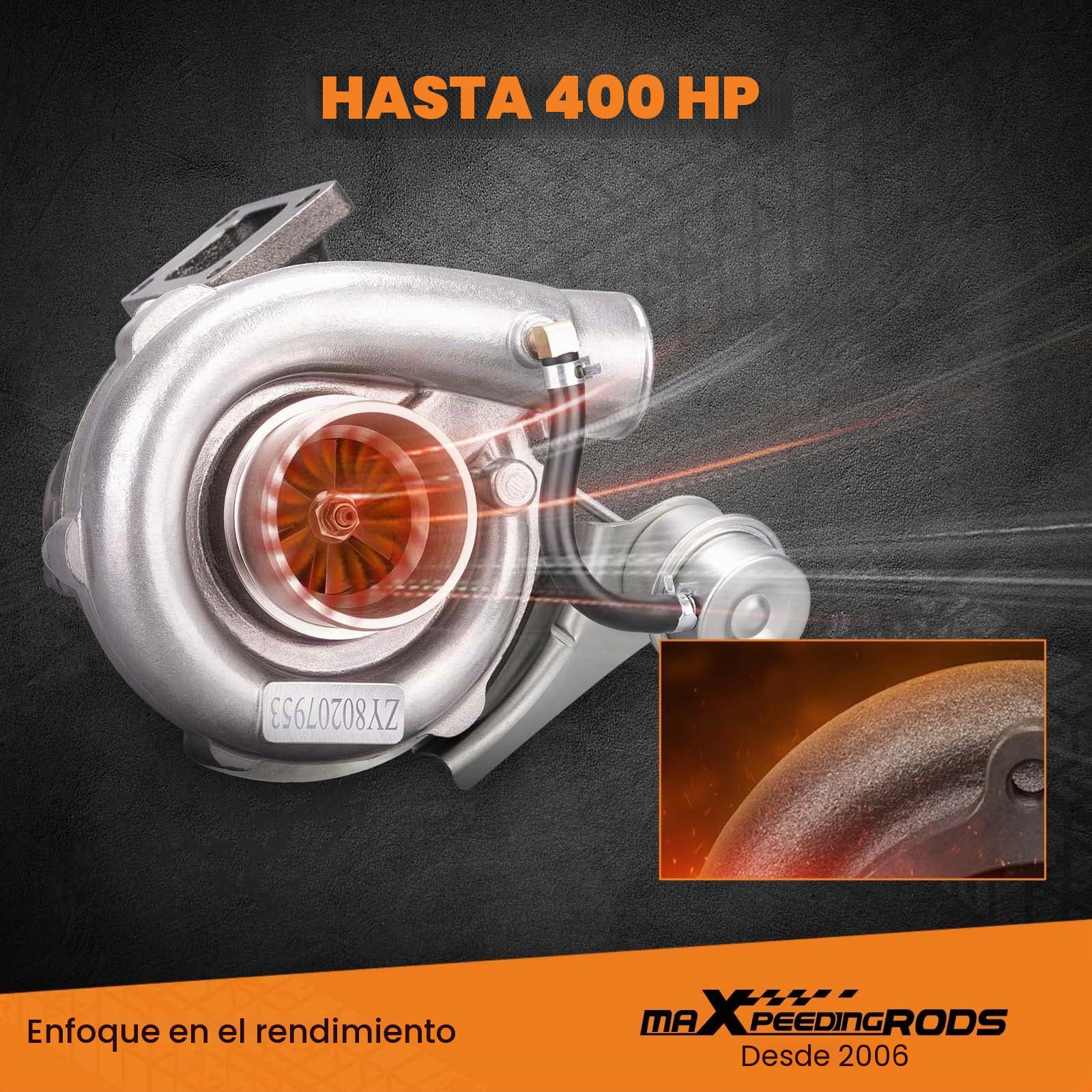 maXpeedingrods T3 T04E T3 0,63 0,5 a/r turbocompresor turbo universal | con banda en V de 2,5 pulgadas