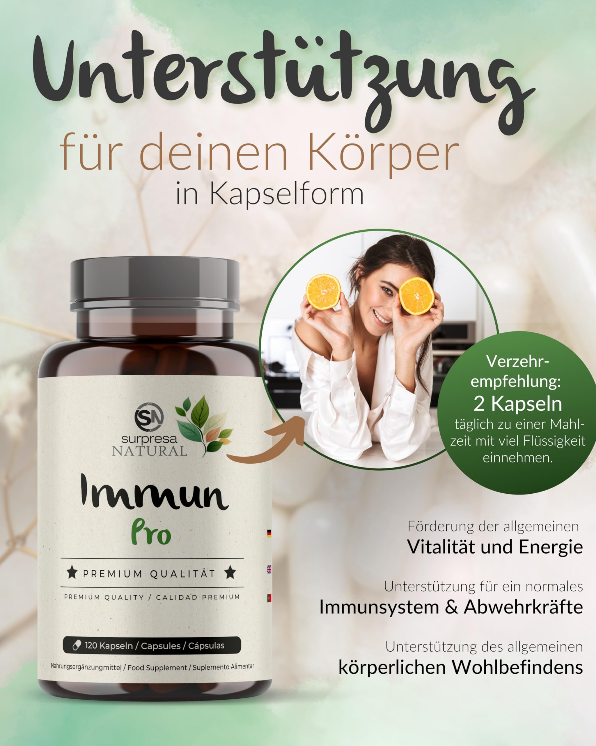 12 in 1 Immun Pro I 5x 120 Kapseln I Multivitamin Booster hochdosiert I Vitamin A, B6, B9, B12, C, D, Eisen, Kupfer, Selen, L-Histidin, Astragalus & Zink I vegane Multivitamin Kapseln
