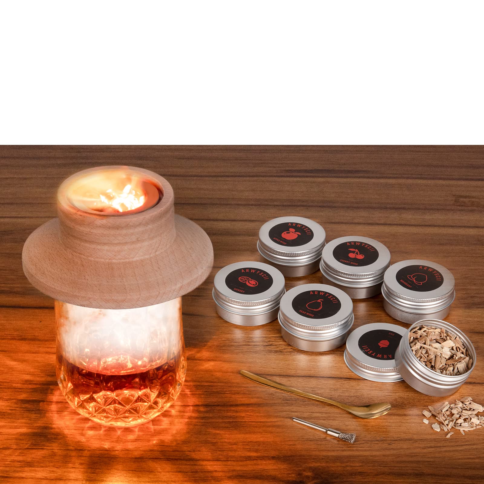 Premium Cocktail Smoker Kit with 6 Wood Smoking Chip Flavors - Perfect for Old-fashioned, Whiskey, and Bourbon Lovers. Great Gift Idea for Husband, or Father's Birthday, Holidays. (Torch Not Included)