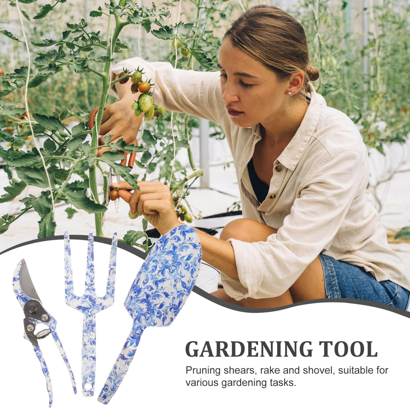 Gartenwerkzeug Satz mit Gartenschaufel, Pflanzwerkzeug und Rechen