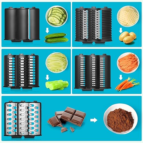 Miniatura 3 de Rallador eléctrico de queso de 250 W, máquina de ensalada para uso doméstico en la cocina, rallador de queso eléctrico para quesos, frutas y verduras