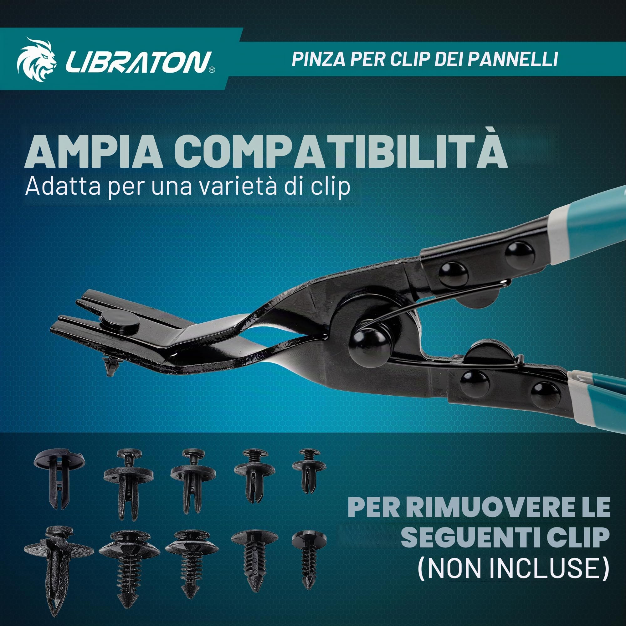 LIBRATON Pinza per Rimozione Clip Auto, Pinza per Rivetti in Plastica, Strumenti per Rimozione Clip dei Pannelli Porta, Multiuso Strumenti per la Rimozione di Elementi di Fissaggio per Autoveicoli