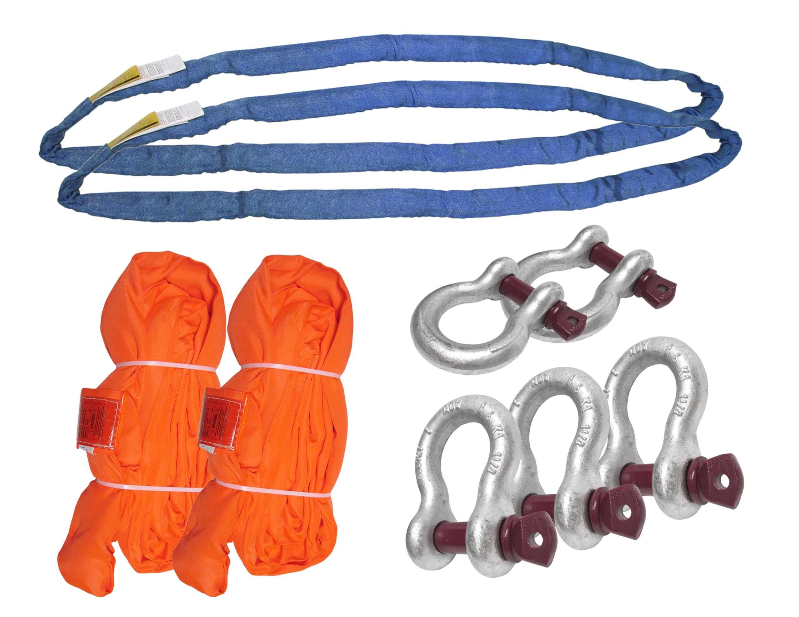 Spreader Bar Endless Loop Round Sling Rigging Kit with Shackle D Ring Clevis ENR | Pro Use | Industrial Shackle Kit