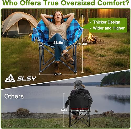 Miniatura 2 de Slsy Silla de campamento con calefacción de gran tamaño que calienta el respaldo y el asiento, silla de campamento portátil con 3 niveles de calor,