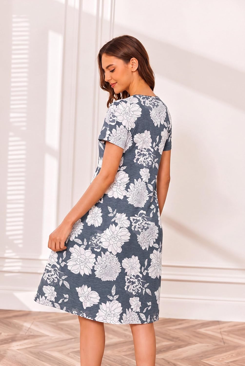 Women's Maternity Nursing Nightgown with Double Layer Breastfeeding Design