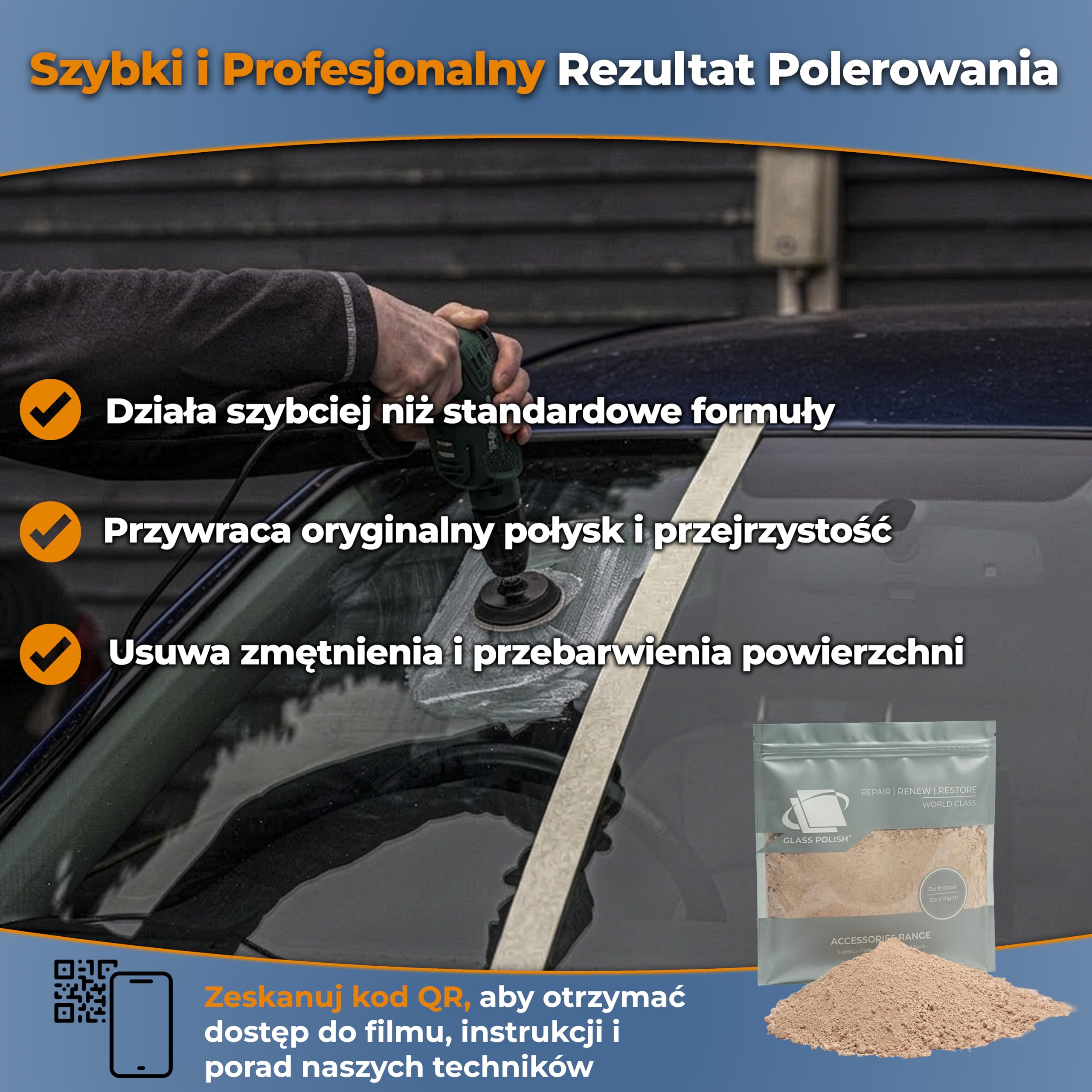 GLASS POLISH PRO 1kg Tlenek Ceru Wysoko-Wydajny 3.5 Mikrona | Wydajny Proszek Do Polerowania Szkła, Usuwania Lekkich Rys ze Szkła, Szyb Samochodowych i Renowacji Szkła Hartowanego