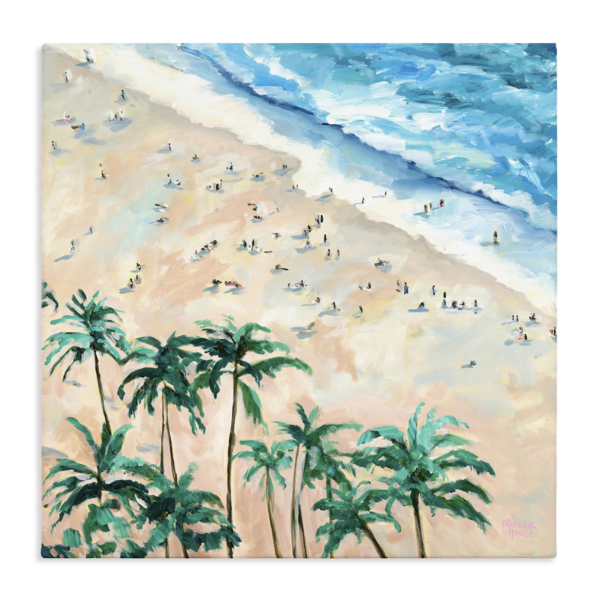 Stupell Industries 'Waikiki Beach Overview', Canvas Art, 36 x 36 Inches, Easy to Hang and Sturdy, Made in USA, by Meredith Howse