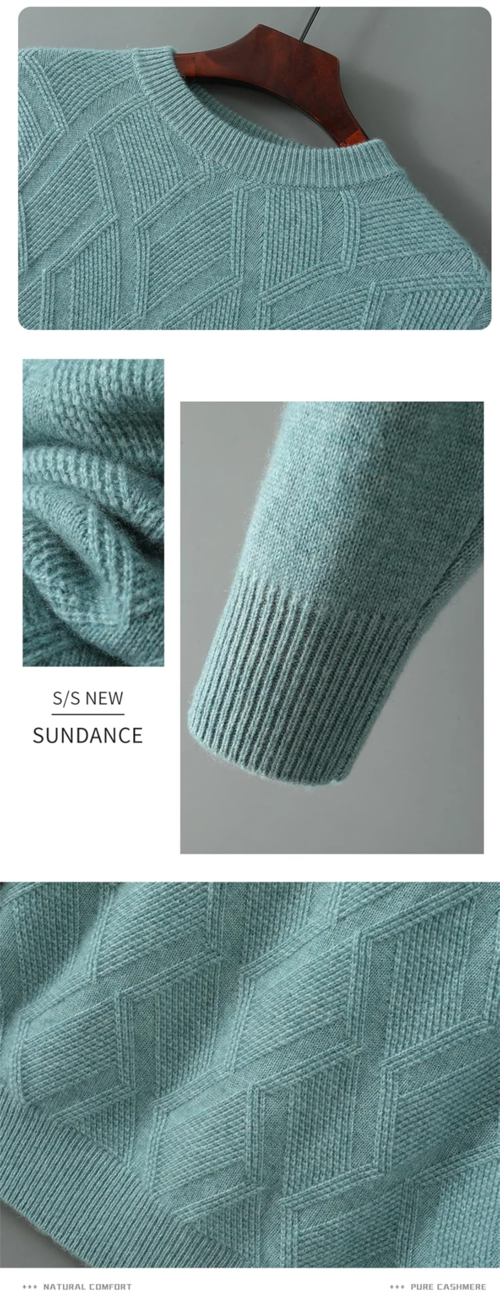Męski sweter w 100% z koziego kaszmiru z okrągłym dekoltem sweter biznesowy sweter zimowy gruby luźny dół koszula.