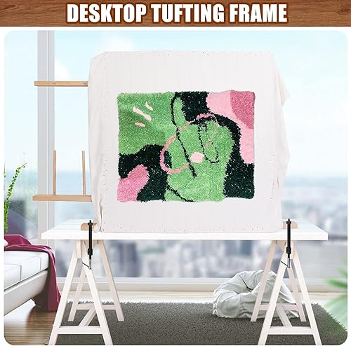 Miniatura 3 de Marco de acolchado con kit de recortadora de alfombras, marco de acolchado de alfombra con paño de acolchado y abrazadera de mesa, recortadora