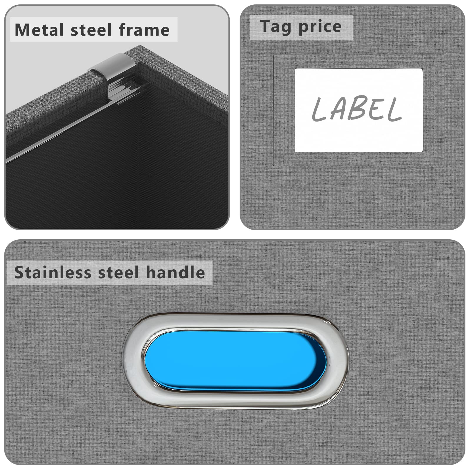 DYWMM File Folder Organizer - Set of 2 Collapsible Decorative Linen Filing Storage Hanging File Box With Lids Office File Cabinet for Space Saving (14x9.3x10.9 inch) (Gray)