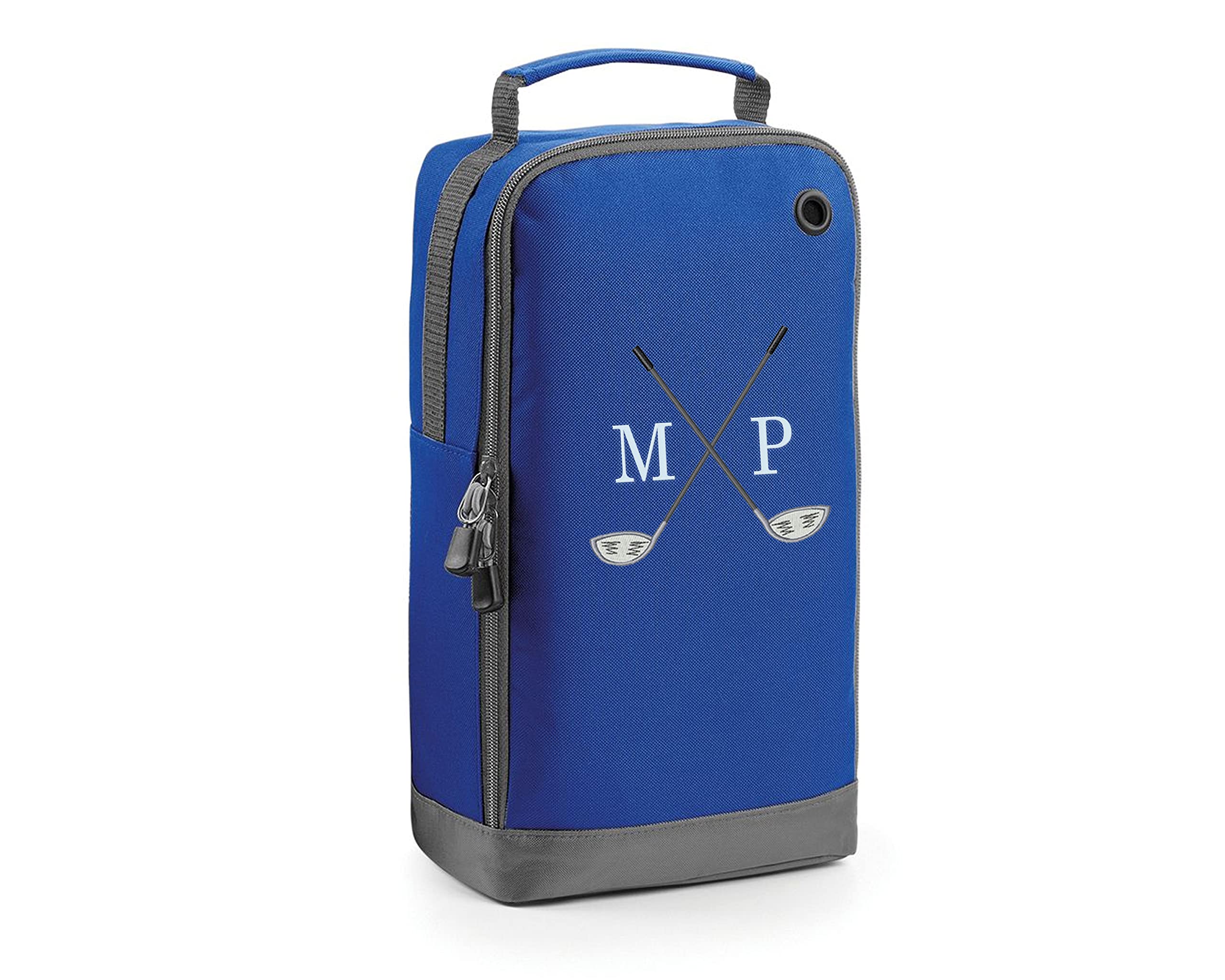 The T-Shirt Barnicle Personalised Golf Shoe Bag Embroidered with Cross Golf Club Design, Royal Blue