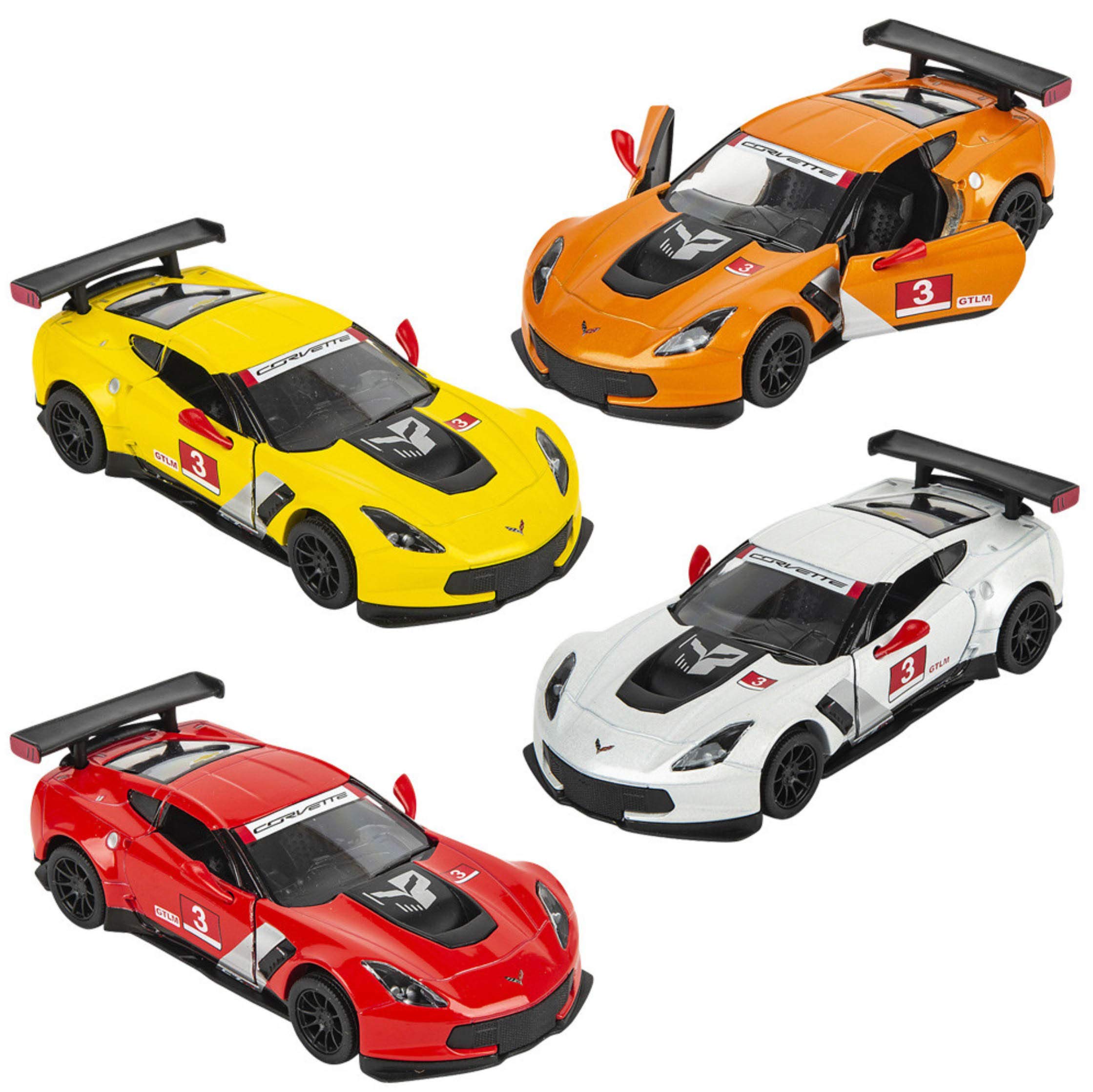Kinsmart 1:36 Scale Die-Cast Corvette C7.R Race Car with Openable Doors and Pull Back Action 3