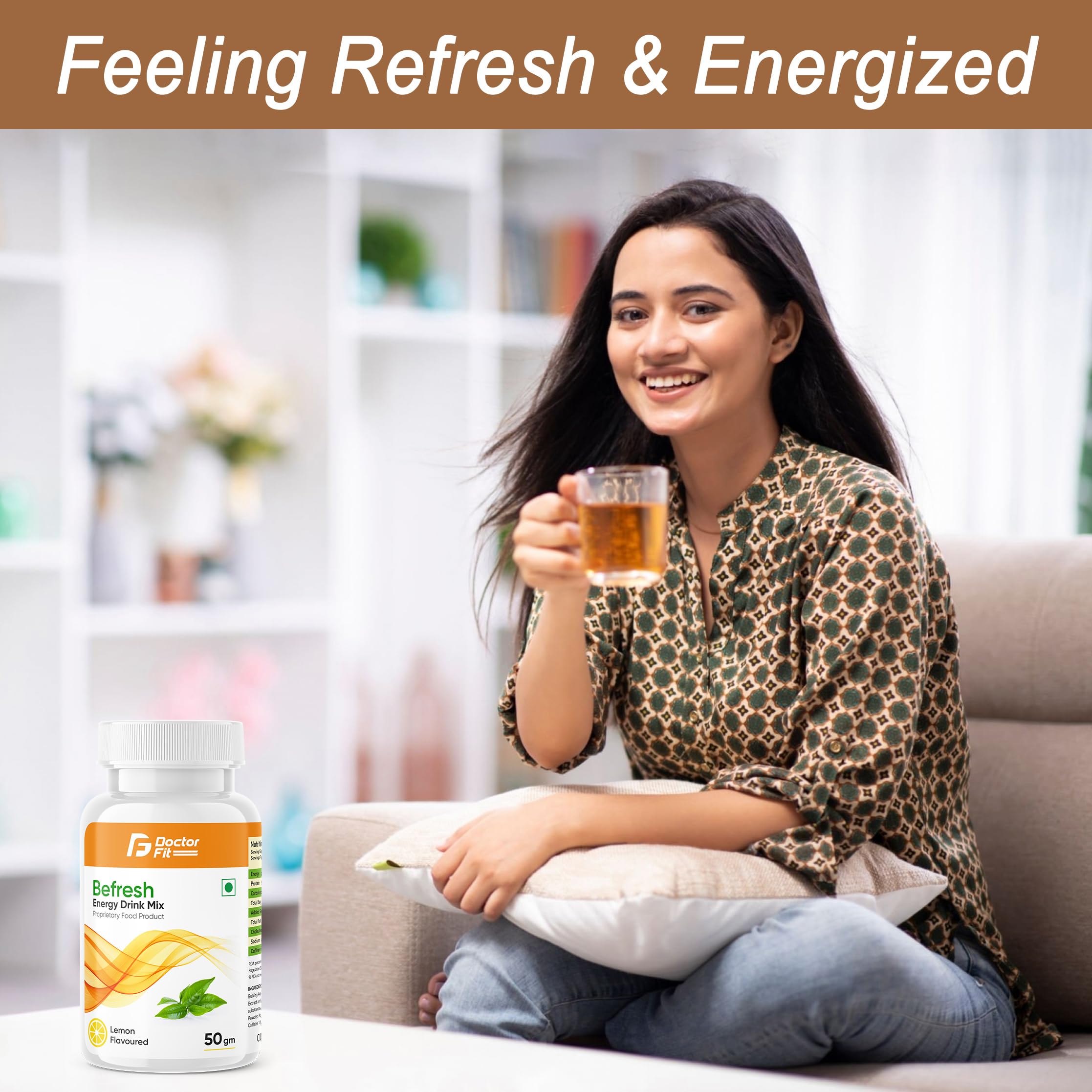DOCTORFIT Befresh Energy Drink Mix, Herbal Green Tea Extract 50g (Pack of 2), Lemon Flavoured) — Amazon image 5