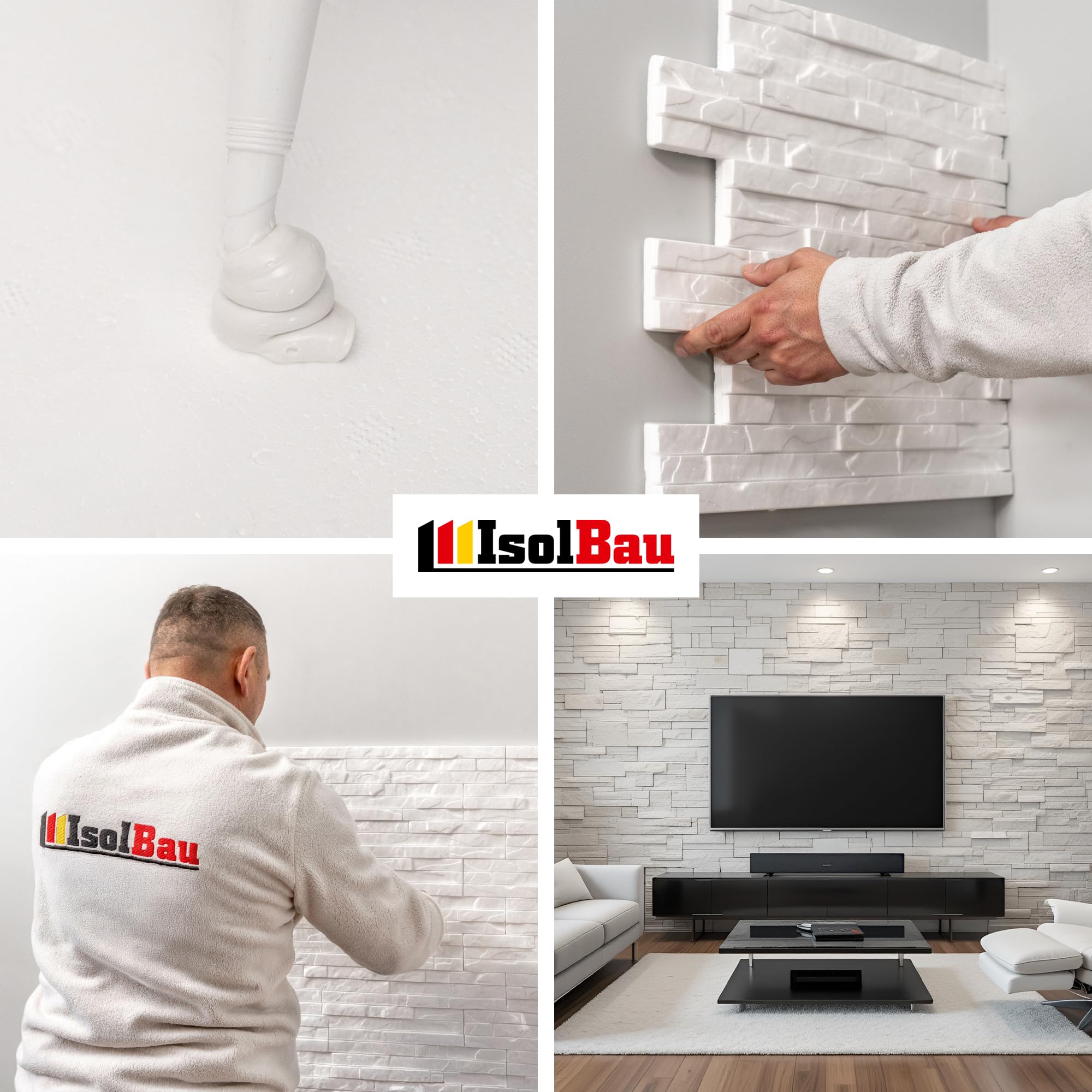 Isolbau Montagekleber Fix-Power - 36 x 480 g Styroporleber, Kraftkleber, Alleskleber, Baukleber für Innen- & Außenbereich - 200 kg / 10 cm - Weiß