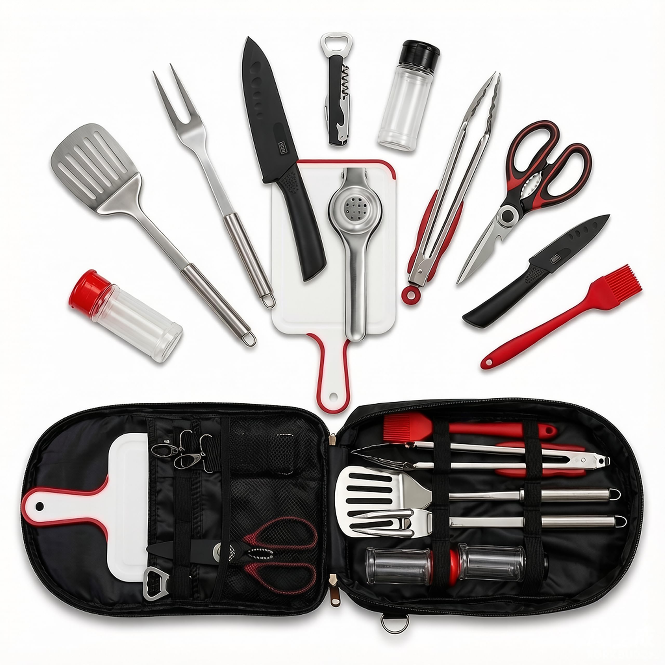 12 Pcs Camping Cooking Utensil Set, Camp Kitchen Set with Organizer Bag, Stainless Steel…