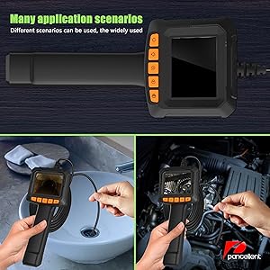 Endoscope Camera with Light, Pancellent 1920P Inspection Snake, HD Color Display, Waterproof Industrial Borescope with 8 Adjustable LED,16.5ft Semi-Rigid Cable Sewer Camera (Getting Start Level)