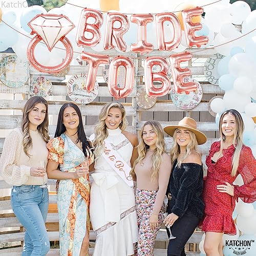 Miniatura 5 de KatchOn, Juego de 11 globos de oro rosa para la novia para decoración de despedida de soltera, decoración de despedida de soltera, decoración de