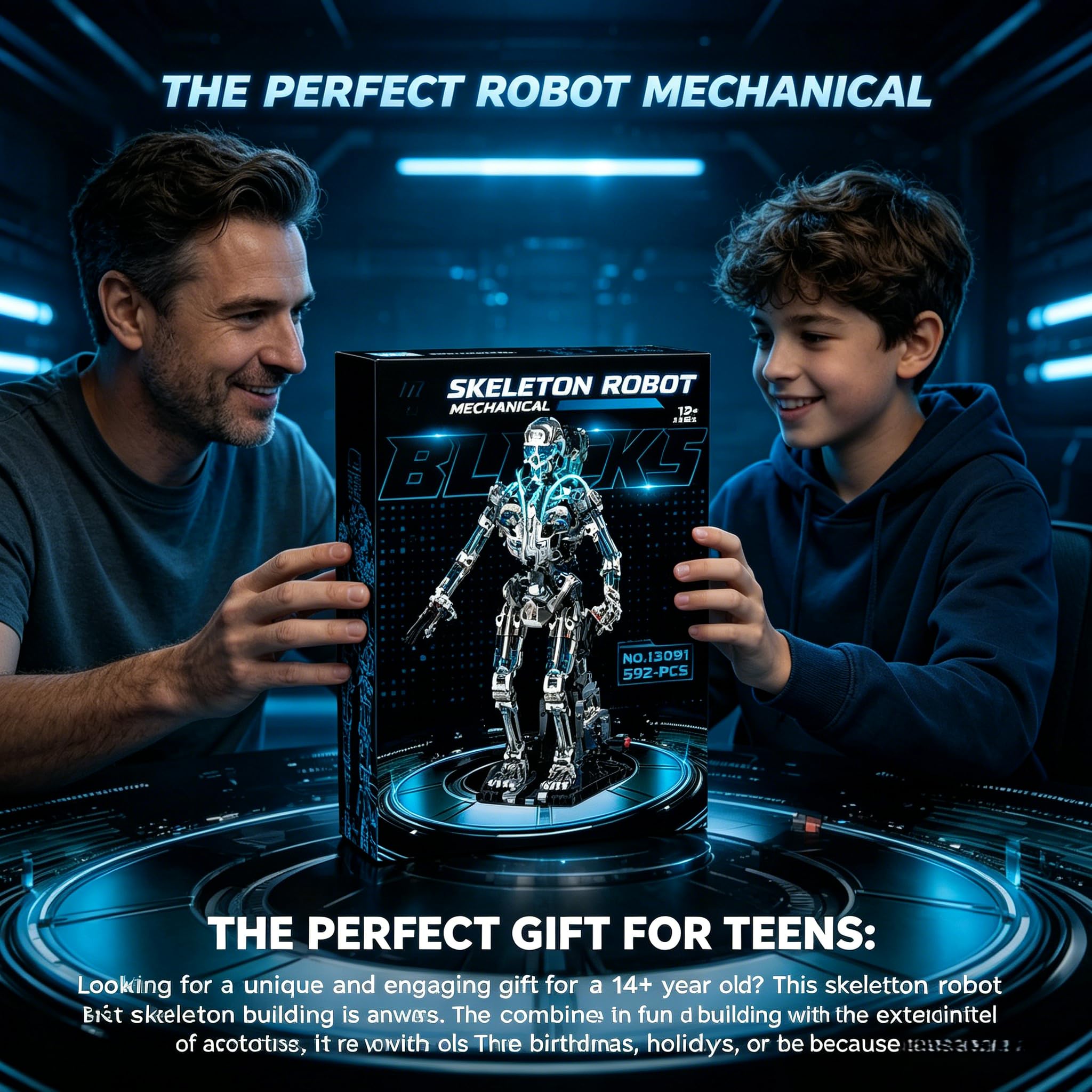 Set di blocchi di costruzione robot scheletro meccanico, kit di modelli robotici 3D con mascella mobile e giunti rotanti, regalo STEM per adolescenti e adulti, per Halloween e Natale (692