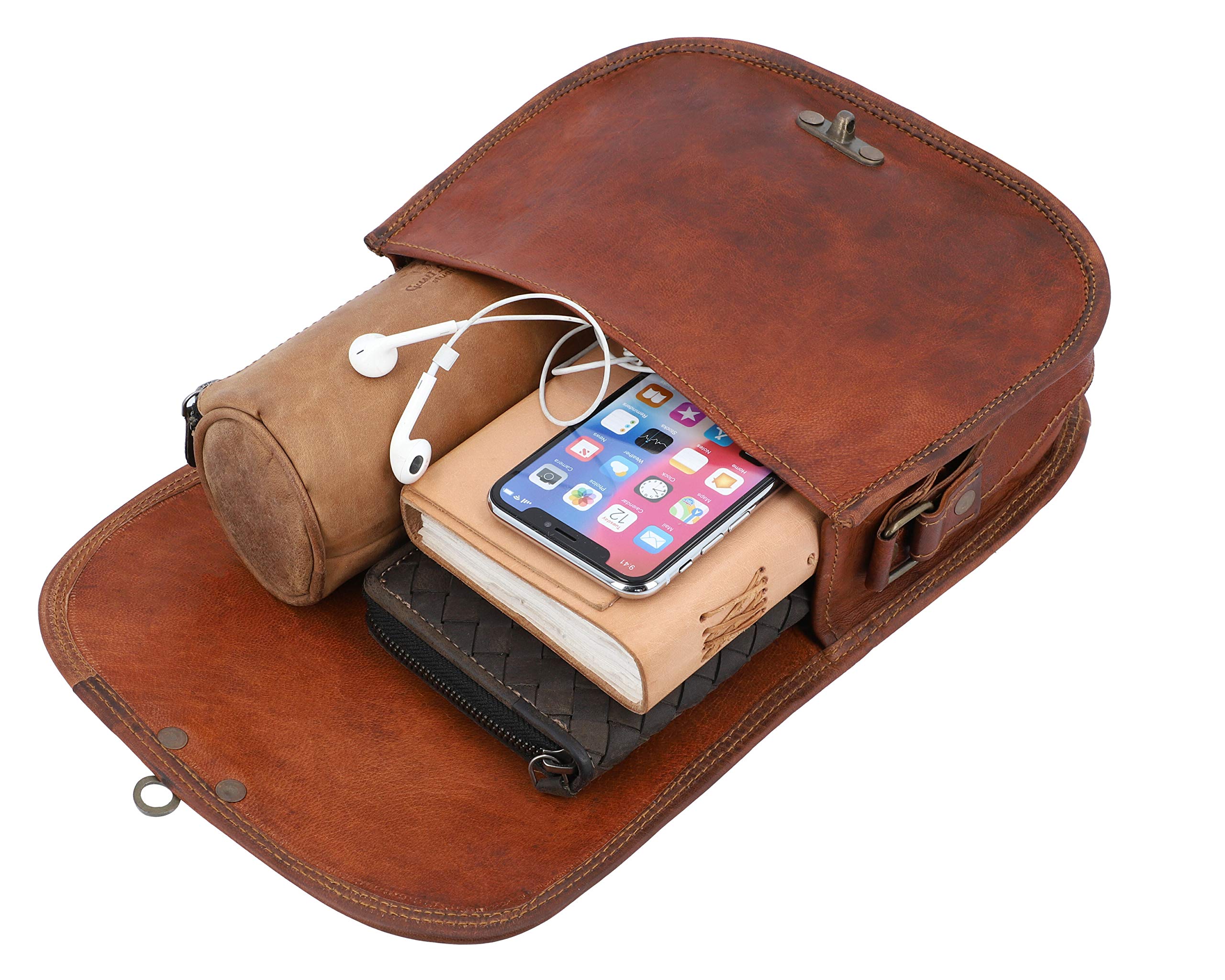 Gusti Leder Umhängetasche Edda - Handtasche Braun aus Ziegenleder Boho Vintage