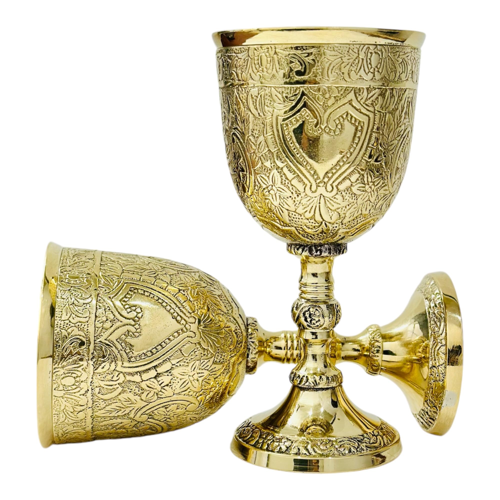 SHYNYX Vintage Brass Gold Chalice Goblet Medieval Goblets for Party- 6