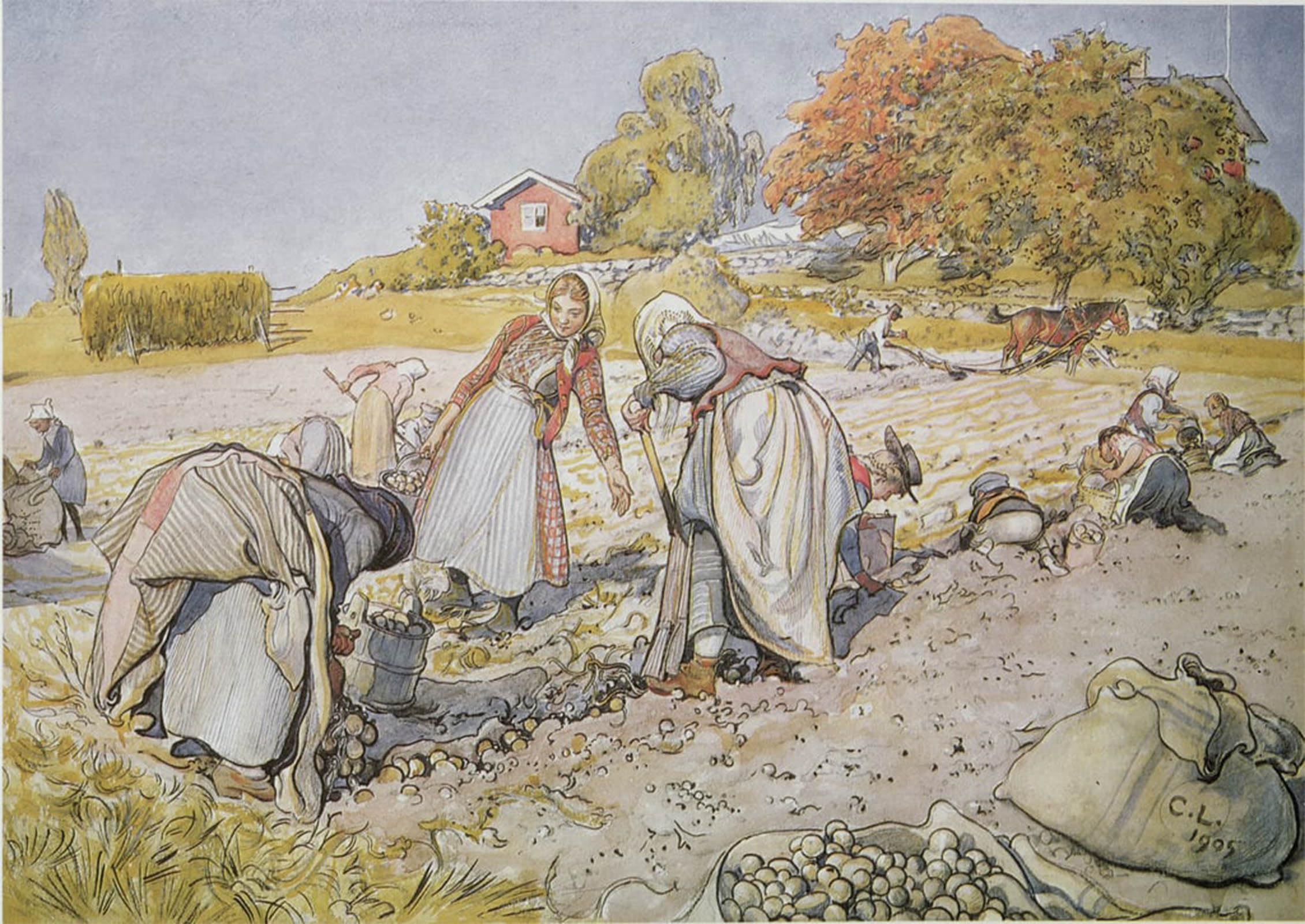 POSTERIIk Famous Print Pop Art Wall Art Graffiti Digging Potatoes by Carl Larsson Art Prints for Home Decor 60x90cm